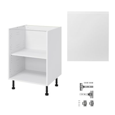 Meuble bas de cuisine avec 1 porte GoodHome Garcinia blanc brillant L. 60 x H. 72 cm