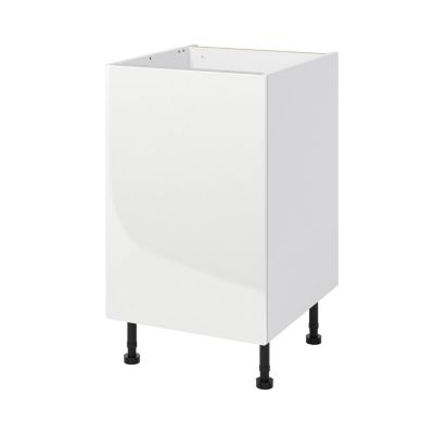 Meuble bas de cuisine avec 1 porte GoodHome Stevia blanc brillant L. 50 x H. 72 cm