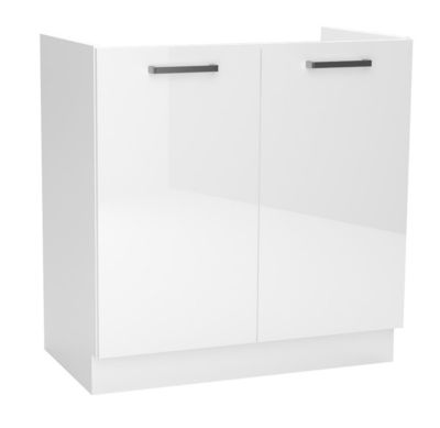 Meuble bas de cuisine avec 2 portes coloris blanc - longueur 80 x profondeur 44,60 x hauteur 82 cm