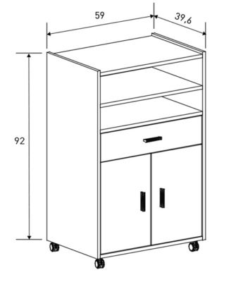 Meuble bas de cuisine avec 2 portes et 1 tiroir coloris beige - Longueur 59 x profondeur 39,60 x hauteur 92 cm