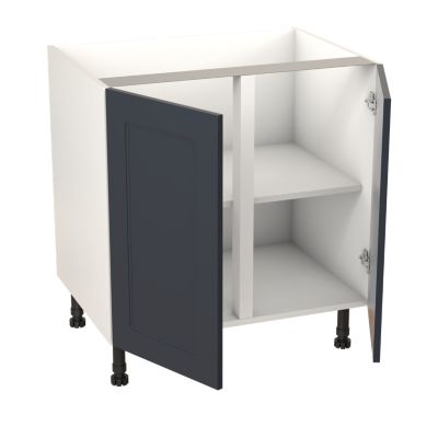 Meuble bas de cuisine avec 2 portes GoodHome Artemisia bleu L. 80 x H. 72 cm