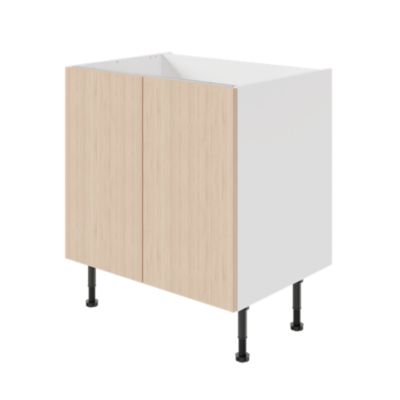 Meuble bas de cuisine avec 2 portes GoodHome Chia effet chêne clair et blanc L. 80 x H. 72 cm