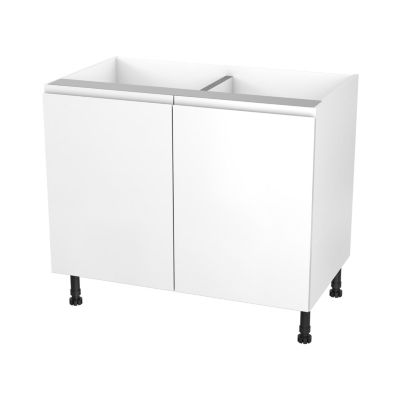 Meuble bas de cuisine avec 2 portes GoodHome Garcinia blanc brillant L. 100 x H. 72 cm