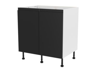 Meuble bas de cuisine avec 2 portes GoodHome Garcinia noir L. 80 x H. 72 cm