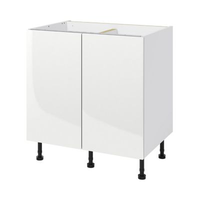 Meuble bas de cuisine avec 2 portes GoodHome Stevia blanc brillant L. 80 x H. 72 cm