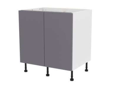 Meuble bas de cuisine avec 2 portes GoodHome Stevia gris brillant L. 80 x H. 72 cm
