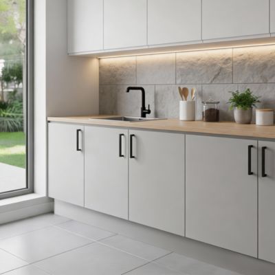 Meuble bas de cuisine avec 2 portes GoodHome Stevia gris mat L. 100 x H. 72 cm