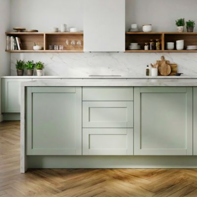 Meuble bas de cuisine avec 3 tiroirs GoodHome Ash vert sauge L. 60 x H. 72 cm