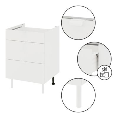 Meuble bas de cuisine Izee blanc 60 cm