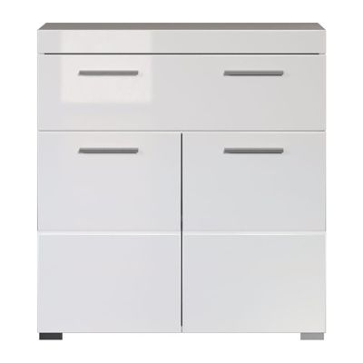 Meuble bas de salle de bain Amanda - Blanc - 2 portes + 1 tiroir - L73 x P31 x H79 cm - TRENDTEAM