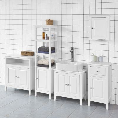 Meuble Bas de Salle de Bain Armoire Toilette, FRG204-W, SoBuy