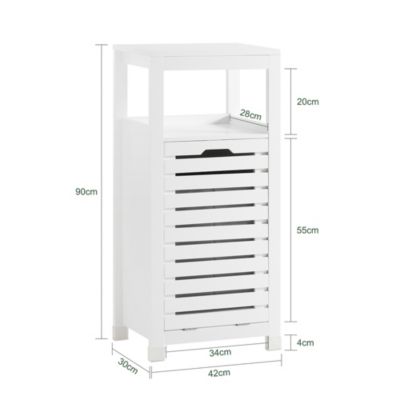Meuble Bas de Salle de Bain avec 1 Panier à Linge basculant, BZR67-W, SoBuy