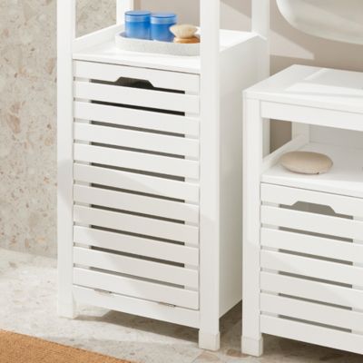 Meuble Bas de Salle de Bain avec 1 Panier à Linge basculant, BZR67-W, SoBuy