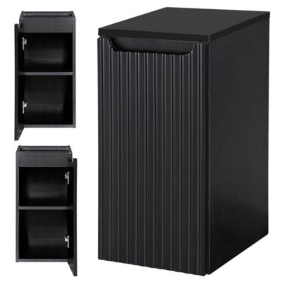 Meuble bas de salle de bain avec 1 porte - NEWPORT 30 x 60 x 40 cm rainuré noir en.casa