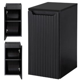 Meuble bas de salle de bain avec 1 porte - NEWPORT 30 x 60 x 40 cm rainuré noir en.casa
