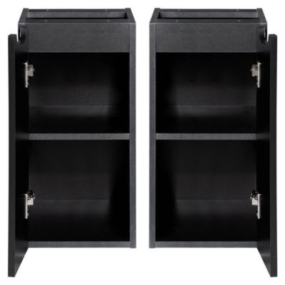Meuble bas de salle de bain avec 1 porte - NEWPORT 30 x 60 x 40 cm rainuré noir en.casa