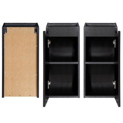 Meuble bas de salle de bain avec 1 porte - NEWPORT 30 x 60 x 40 cm rainuré noir en.casa