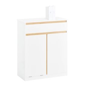 Meuble Bas de Salle de Bain avec 1 Tiroir, et 1 Panier à Linge, BZR79-W, SoBuy