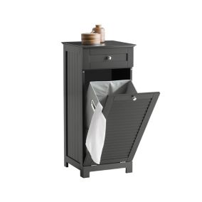 Meuble Bas de Salle de Bain avec 1 Tiroir et 1 Panier à Linge, Gris, BZR73-DG, SoBuy
