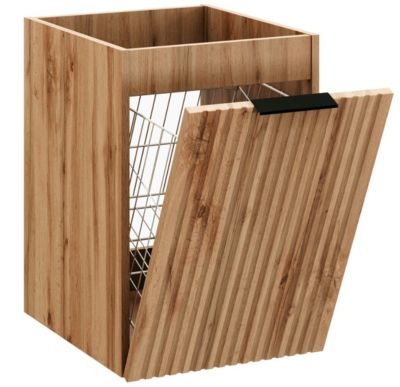 Meuble bas de salle de bain avec panier à linge ADEL CHÊNE 40 cm