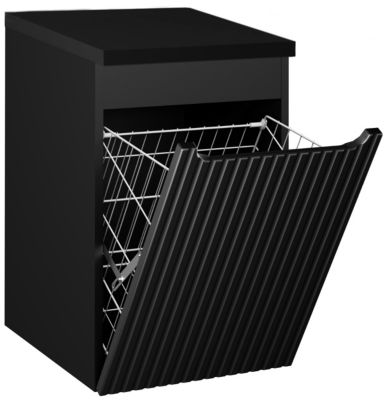 Meuble bas de salle de bain avec panier à linge et plan NOVA NOIR 40 cm