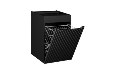 Meuble bas de salle de bain avec panier à linge et plan NOVA NOIR 40 cm