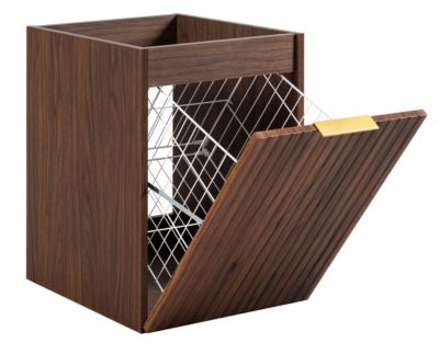Meuble bas de salle de bain avec panier à linge FLOW noyer foncé 40 cm