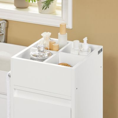 Meuble Bas de Salle de Bain avec Tiroir, Compartiments et Porte-Serviette, BZR29-W, SoBuy