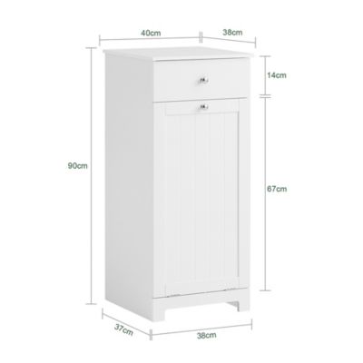 Meuble Bas de Salle de Bain avec tiroir et Panier à Linge, Blanc, BZR21-W, SoBuy