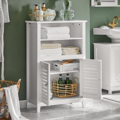 Meuble Bas de Salle de Bain Buffet Commode Armoire de Rangement, BZR13-W, SoBuy