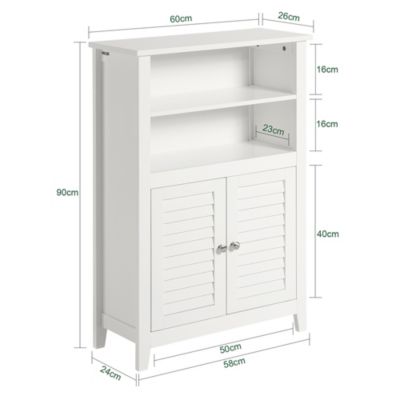 Meuble Bas de Salle de Bain Buffet Commode Armoire de Rangement, BZR13-W, SoBuy