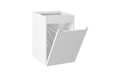 Meuble bas de salle de bain NOVA BLANC avec panier à linge et plan  NOIR 40 cm