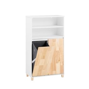 Meuble Bas de Salle de Bain, sac à Linge, 3 Compartiments, 1 Panier, BZR143-WN, SoBuy