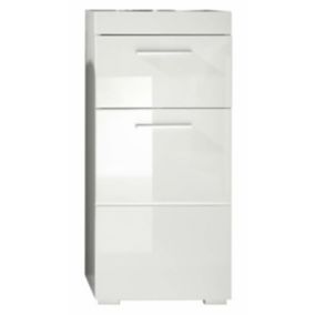 Meuble bas  mélaminé blanc : L - H - P : 37 - 79 - 31 cm