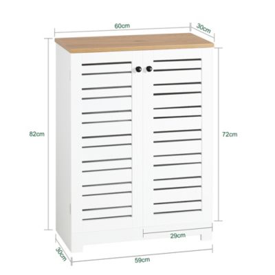 Meuble Bas Placard de Rangement avec 2 Portes Persiennes, BZR41-W, SoBuy