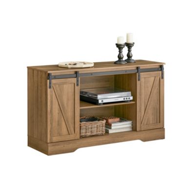 Meuble Bas Placard de Rangement Buffet avec Porte de Grange Coulissante, FSB60-BR, SoBuy