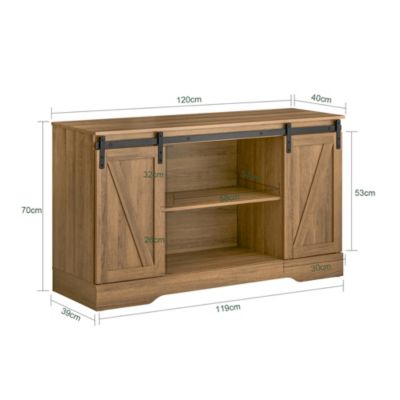 Meuble Bas Placard de Rangement Buffet avec Porte de Grange Coulissante, FSB60-BR, SoBuy