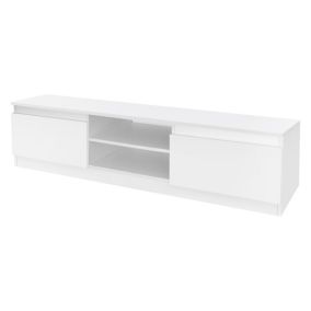 Meuble Bas TV, Blanc, 120x36x40 cm, Panneau de Particules MDF