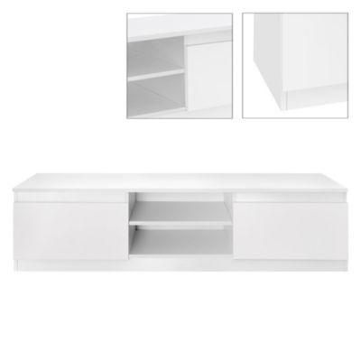 Meuble Bas TV, Blanc, 120x36x40 cm, Panneau de Particules MDF