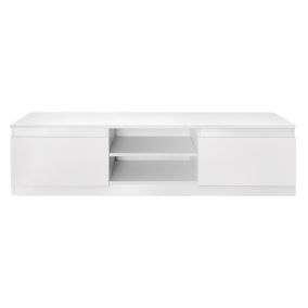 Meuble Bas TV, Blanc, 140x36x40 cm, Panneau de Particules MDF