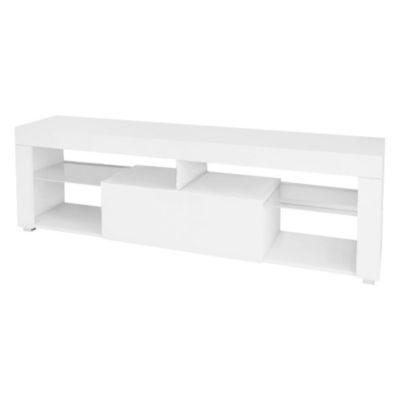 Meuble Bas TV, Blanc, 140x51x35 cm, Panneau de Particules MDF