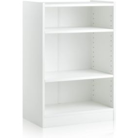 Meuble à Casier à 3 Niveaux-Bibliothèque avec 2 Étagères Réglables-Dispositif Anti-Basculement Inclus-50x30x75 CM Blanc