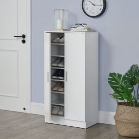 Meuble à Chaussure avec 7 Surfaces de Stockage 108 x 55 x 35 cm Effet Blanc en.casa