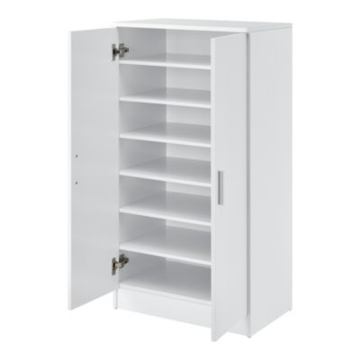 Meuble à Chaussure avec 7 Surfaces de Stockage 108 x 55 x 35 cm Effet Blanc en.casa