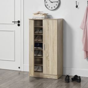 Meuble à Chaussure avec 7 Surfaces de Stockage 108 x 55 x 35 cm Effet Chêne en.casa