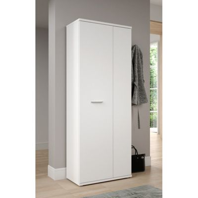 Meuble à chaussure blanc 2 portes 5 tablettes - CLASS