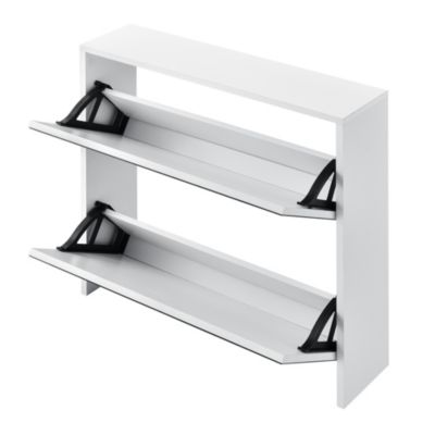 Meuble à Chaussure Lund Miroir 67 x 63 x 17cm Blanc en.casa