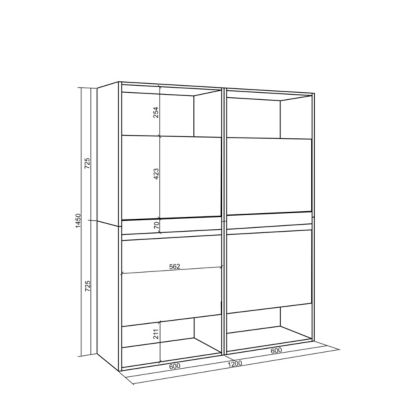 Meuble à Chaussures, 120x35x145 cm, Chambre à coucher, pièce, Chêne