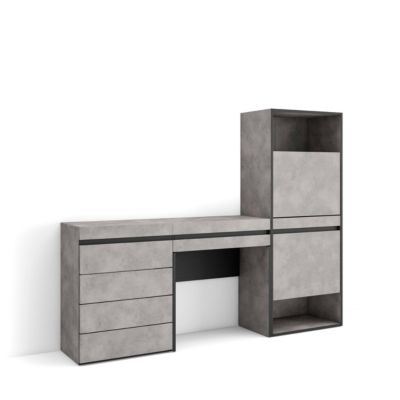 Meuble à chaussures 187x35x145cm commode buffet coiffeuse gris ciment