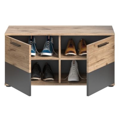 Meuble à chaussures 2 portes  Gris anthracite et chene clair  SELMA